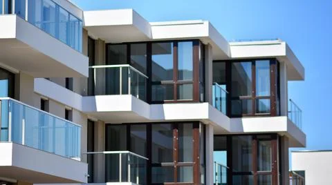 Modern apartment building facade Stock Photos