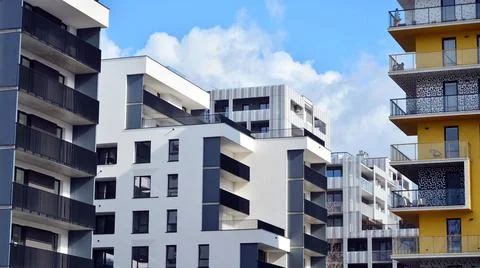 Modern apartment building facade Stock Photos