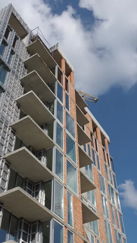 Modern apartment building facade under construction Stock Footage 326794314