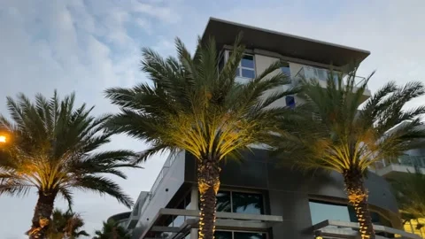 Modern Apartment Building at Sunset Stock Footage 156641220
