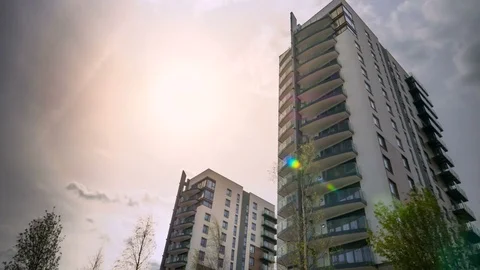 Modern apartment building timelapse Stock Footage 75656649