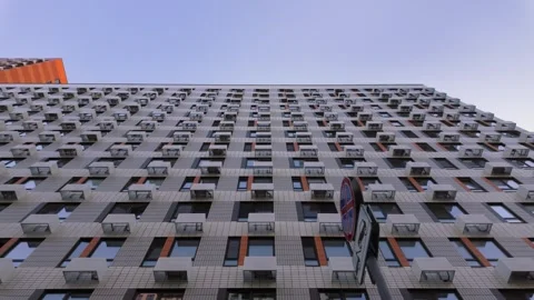 A modern apartment building with a unique facade that stands out Stock Footage 281027662