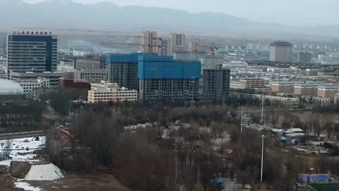 Modern apartment buildings under construction in a Chinese city Stock Footage 333226955