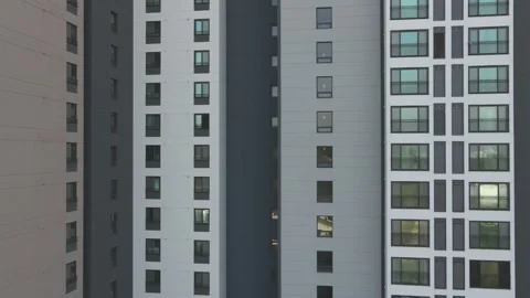 The modern apartment complex close-up front view, urban geometry. Stock Footage 149026429