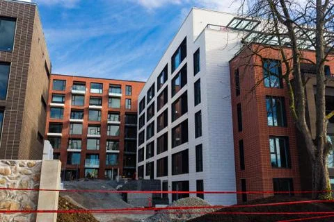 Modern Apartment Complex Under Construction Stock Photos
