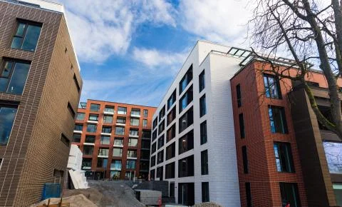 Modern Apartment Complex Under Construction Stock Photos
