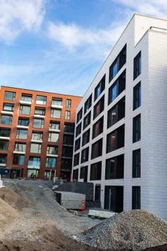 Modern Apartment Complex Under Construction Foto stock
