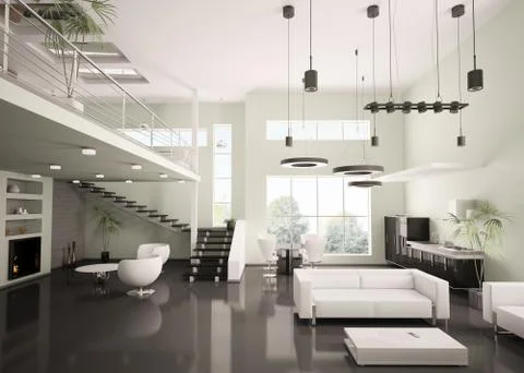 Modern apartment interior 3d render Stock Illustration