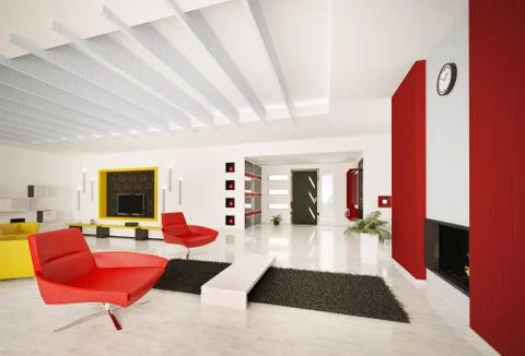 Modern apartment interior 3d render Illustrazione stock