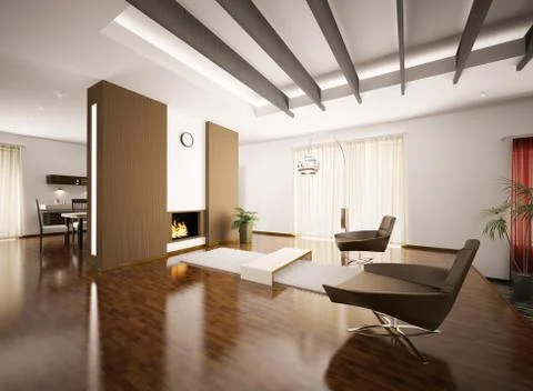 Modern apartment interior 3d render Stock Illustration