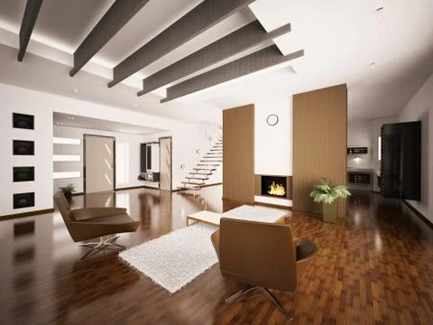 Modern apartment interior 3d render Stock Illustration