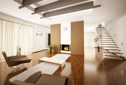 Modern apartment interior 3d render Stock Illustration