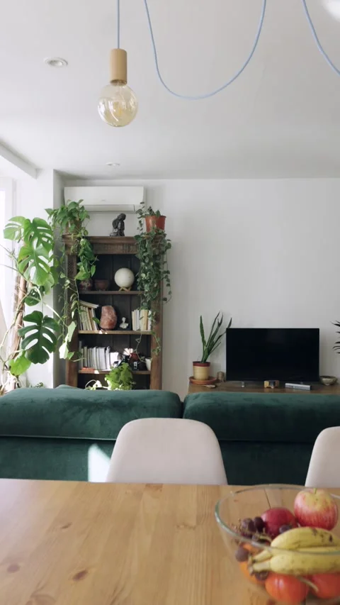 Modern apartment interior showing dining and living room Stock Footage 332155467