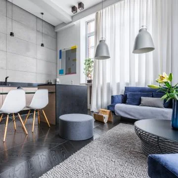 Modern apartment with kitchen Stock Photos