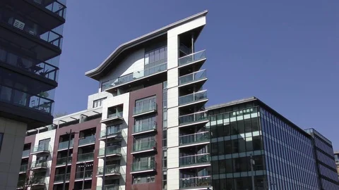 Modern apartments block deep blue sky Stock Footage 72792848