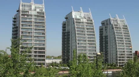Modern apartments, salford quays, england Stock Footage