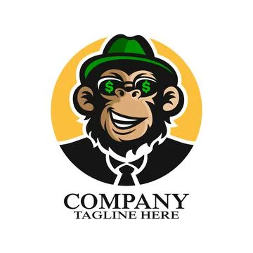 Modern ape coin logo. Vector illustration Illustrazione stock