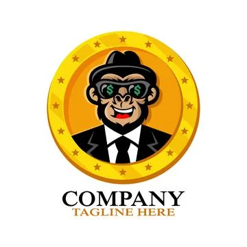 Modern ape coin logo. Vector illustration Stock Illustration