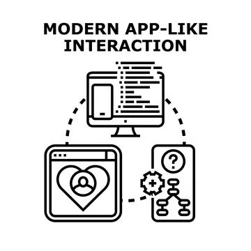 Modern app like interaction vector concept creating user experience Stock Illustration