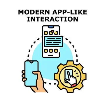 Modern application interaction developing mobile technology solutions Illustrazione stock