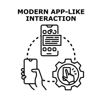 Modern application interaction developing mobile technology solutions Stock Illustration