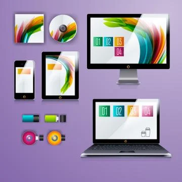 Modern application template design for corporate identity. Computer tablet an Stock Illustration