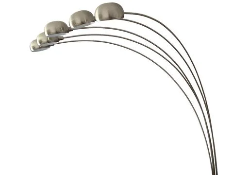 Modern Arc Floor Lamp With Multiple Metal Shades Isolated Stock Photos