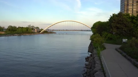 Modern Arch Bridge in Canada Stock Footage 133849791