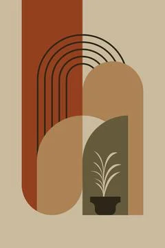 Modern Architectural Arch Wall Art with Layered Geometric Shapes Stock Illustration