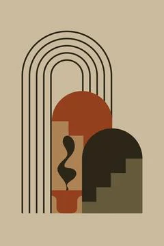 Modern Architectural Arch Wall Art with Layered Geometric Shapes Stock-Illustration