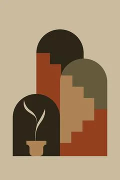 Modern Architectural Arch Wall Art with Layered Geometric Shapes Stock Illustration