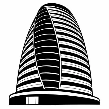 Modern Architectural Building Vector Illustration Printable Design Illustrazione stock