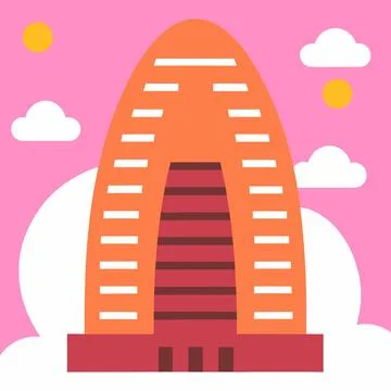 Modern Architectural Building Vector Illustration Printable Design Illustrazione stock