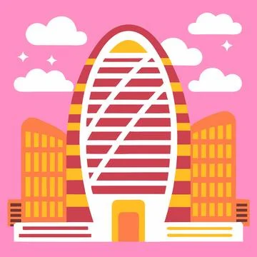 Modern Architectural Building Vector Illustration Printable Design Illustrazione stock