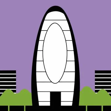 Modern Architectural Building Vector Illustration Printable Design Illustrazione stock