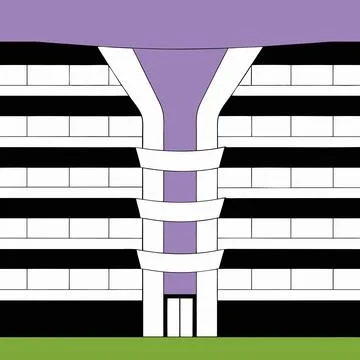 Modern Architectural Building Vector Illustration Printable Design Illustrazione stock