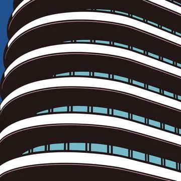 Modern Architectural Building Vector Illustration Printable Design Illustrazione stock