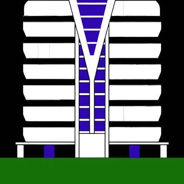 Modern Architectural Building Vector Illustration Printable Design 스톡 일러스트
