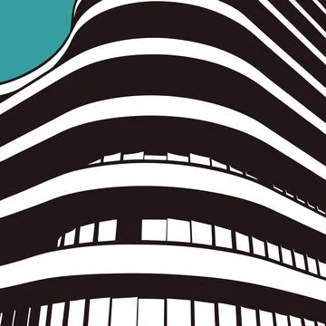 Modern Architectural Building Vector Illustration Printable Design Illustrazione stock