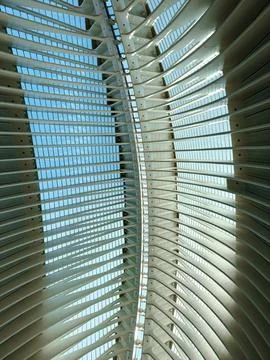 Modern Architectural Ceiling with Geometric Patterns and Natural Light Stock Photos