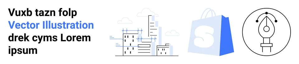 Modern Architectural Design and E-commerce Solutions with Artistic Elements イラスト素材