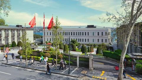Modern architectural design five stars Four Seasons hotel, by Bosphorus Stock Photos