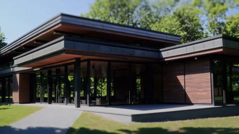 Modern Architectural Design Harmoniously Integrated in a Natural Setting and Stock Footage 303727147