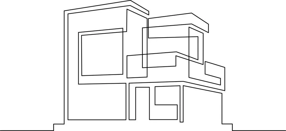 Modern architectural design with large windows and open spaces Vector Stock Illustration