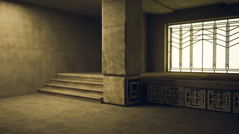 Modern architectural interior with unique design elements and light Stock Footage 331418445