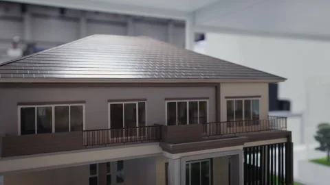 Modern architectural mansion model with large balcony Stock Footage 311525371