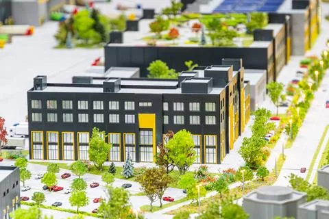 Modern architectural model showcasing technology integration, sleek design .. Stock Photos