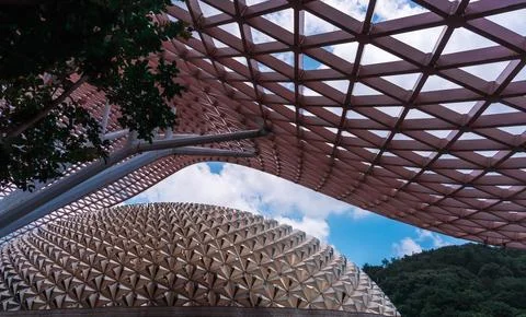 Modern Architectural Structure architectural design geometric pattern metal Stock Photos