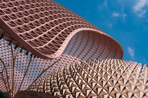 Modern Architectural Structure architectural design urban area pinkish red Stock Photos