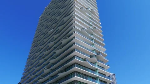 Modern architectural tall building with unique and aesthetically pleasing design Stock-Footage 266945839